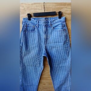 American Eagle Outfitters Blue Striped Straight Leg Jeans